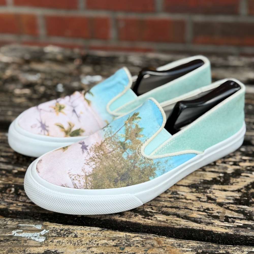 Sperry Gray Malin Beach Theme Slip-On Men's Sz 8 Canvas & Suede Sneaker  T8 - Picture 11 of 14